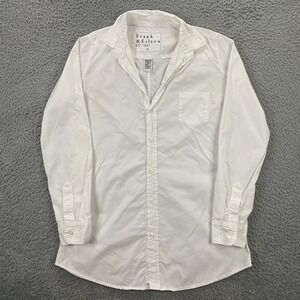 Frank & Eileen Shirt size Small Button Up Woven Poplin Cotton Ivory Preppy